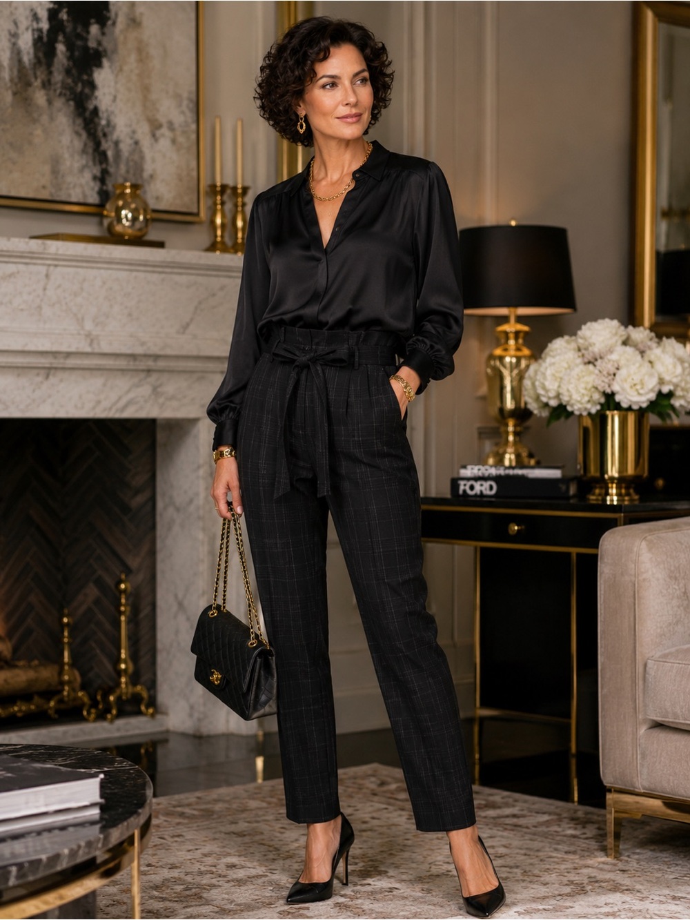 Jules & Leopold Grey Plaid Paperbag Pants | High Rise Belted Trousers | Bundle💰